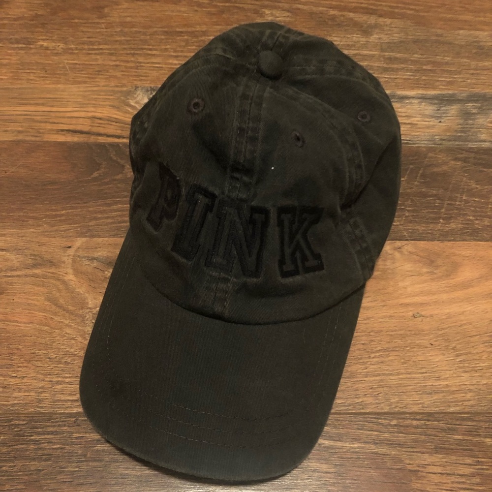PINK distressed embroidered baseball hat.